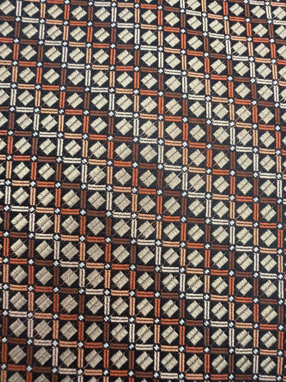Platinum Designs Brown Geometric Checkered Micro-Pattern Men’s Necktie